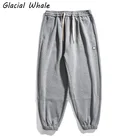 Мужские спортивные штаны GlacialWhale, Осень 2021 г., однотонные мешковатые штаны для бега, спортивные штаны для бега, повседневные серые штаны для бега, для мужчин