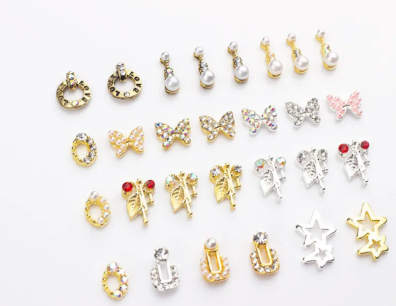 

20pcs/lot 3d alloy love Butterfly guitar nail art decorations supplies rhinestones pearl metal nails accessories jewelry charms
