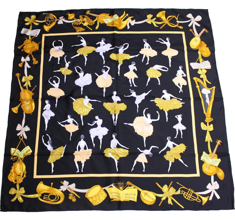 

Ballet Dancers Hand-hemmed Silk Square Scarf Design Ballerina Shawls Wraps Scarves Pashmina Real Pure Silk Wholesale KFJ123