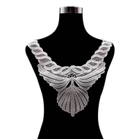 1pcs white black dress guipure lace fabric collar neckline 3d embroidered corsage lace applique trim patches diy sewing supplies