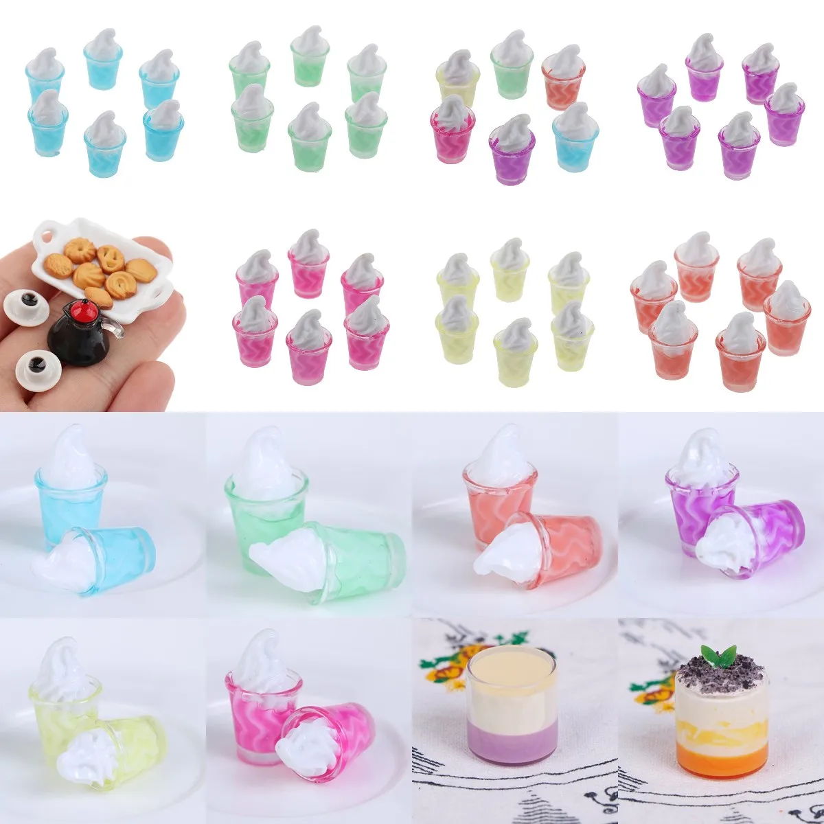 

1/2/3/5/7/10pcs 1:12 Dollhouse Miniature Food Drinks Bottles Model Dolls Kitchen Accessories Pretend Play Toy