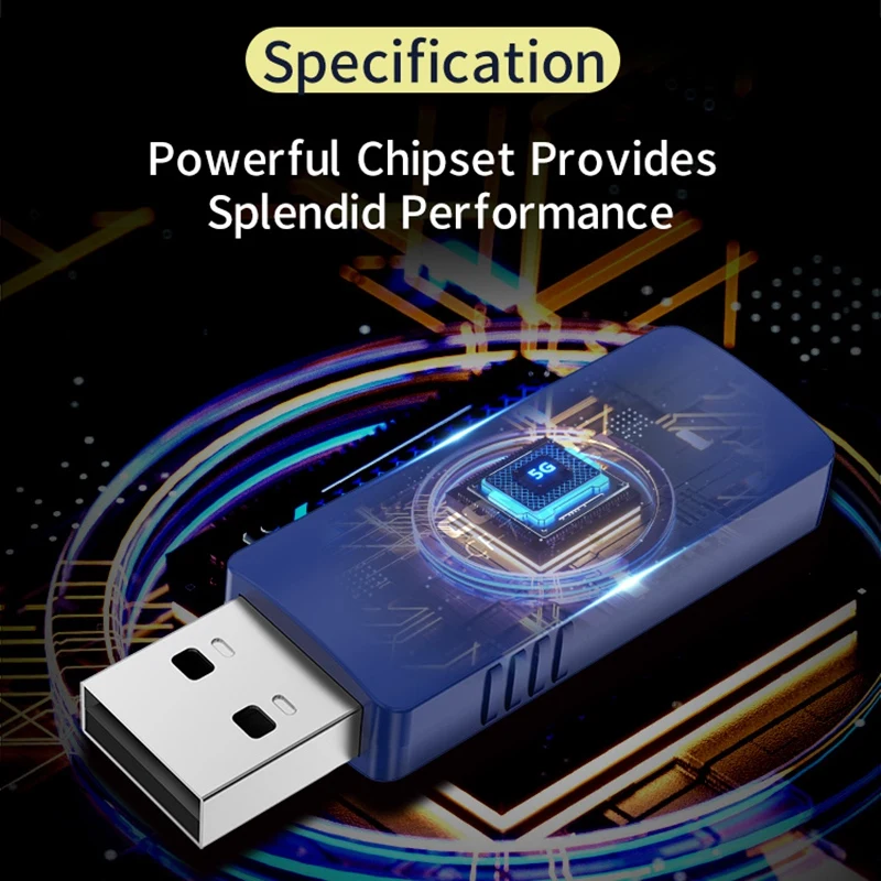 

727B Wireless Network Card,1200M Gigabit Dual-Band USB Bluetooth Network Card Desktop Transmitter Receiver Portable Wifi