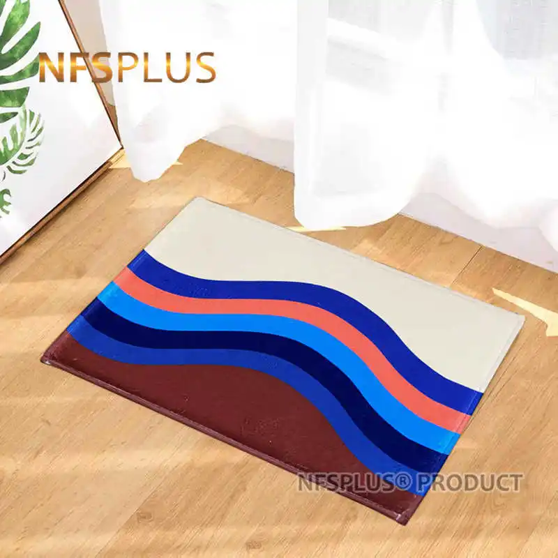 

40x60cm Flannel Floor Mat Carpet Colorful Geometric Printed PVC Dotted Non Slip Indoor Door Mat Home Decorative Entrance Doormat