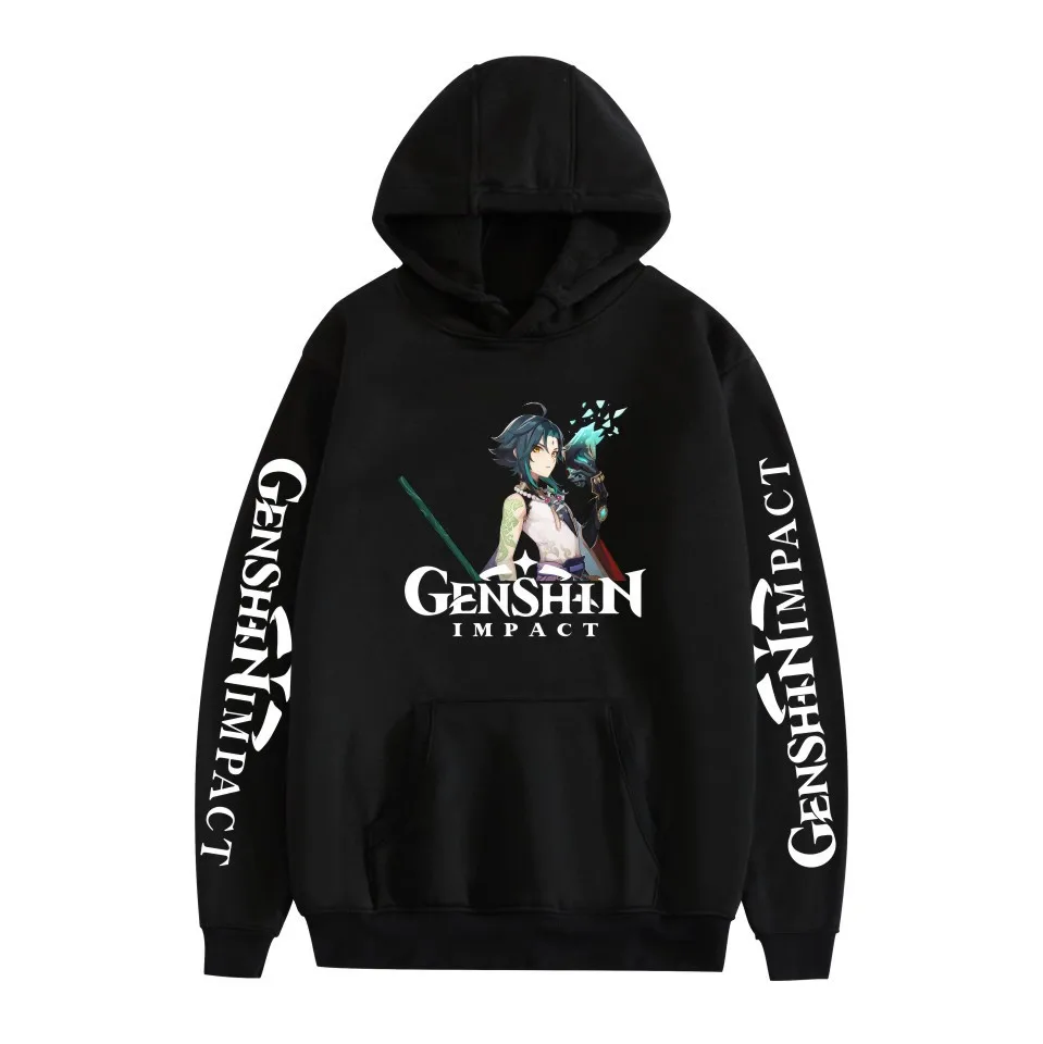 

Новинка, детские толстовки Anmie Genshin Impact, женские и мужские толстовки Xiao с принтом, кавайная черная и белая толстовка, пуловер для игр, женская ...
