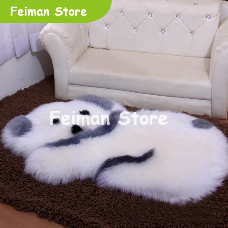 Черный белый Овчина Шерсть ковер из искусственного меха коврик ворсистый