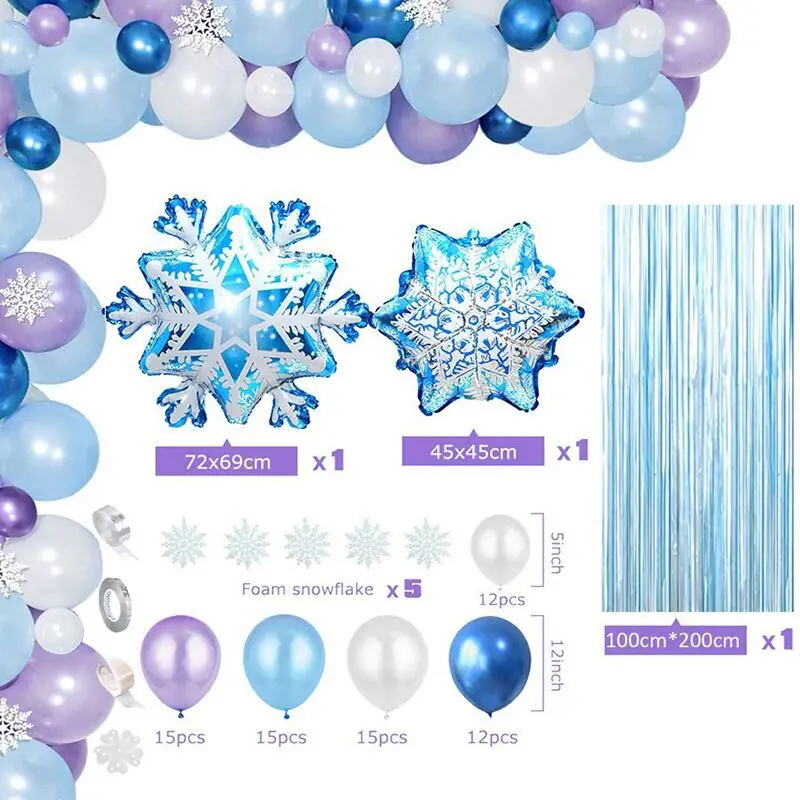 Juego de globos de princesa de copo de nieve, Kit de arco de guirnalda, fiesta de cumplea&ntilde;os de Frozen, Bola de hielo, Baby Shower, decoraci&oacute;n de boda, Globo, 1 Juego-1