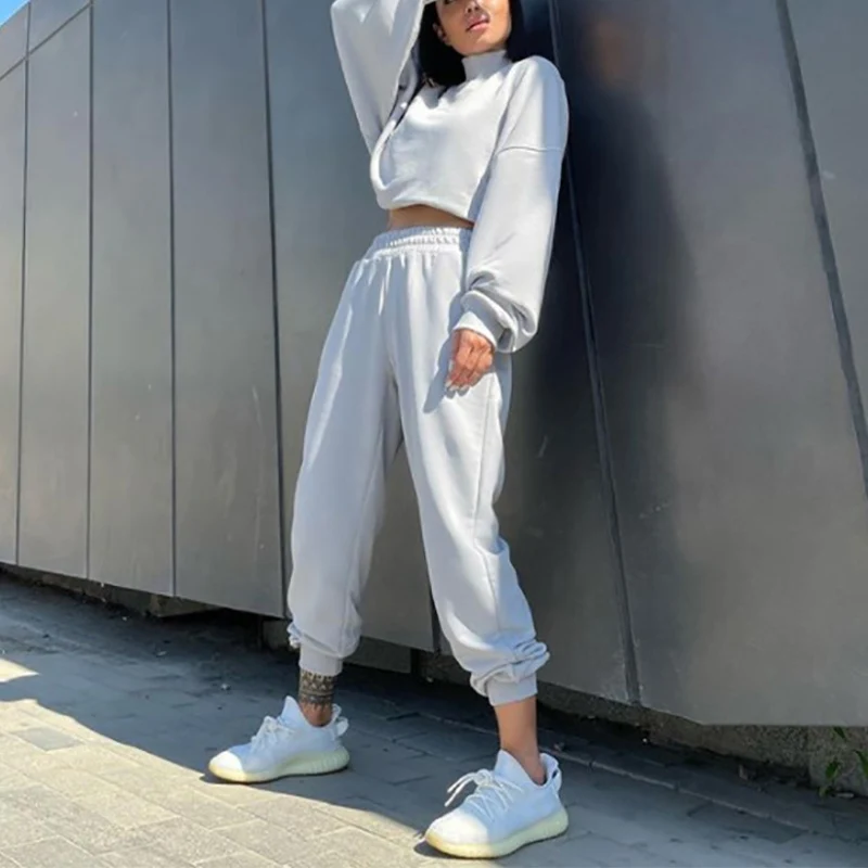 Женский Повседневный флисовый комплект из двух предметов осенний спортивный