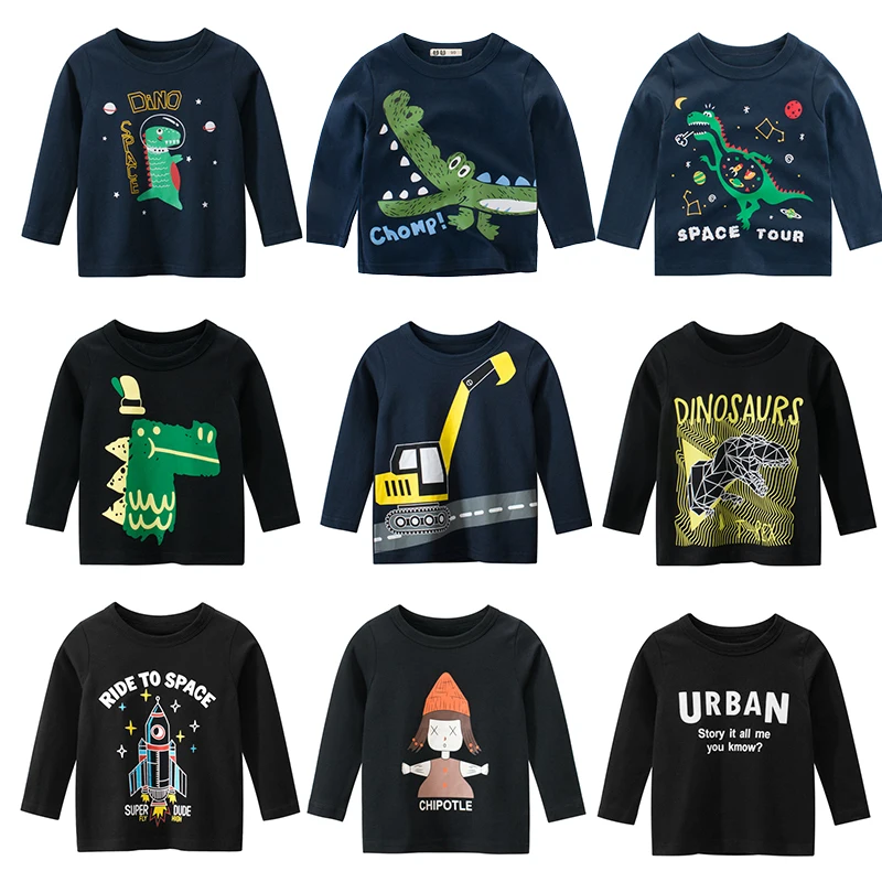 Детские футболки для мальчиков топы с длинным рукавом маленьких девочек