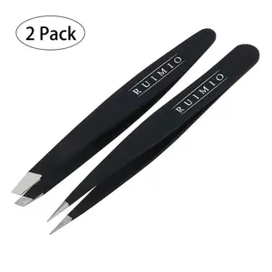 2 шт., скошенные щипцы для бровей, из нержавеющей стали, снятие макияжа