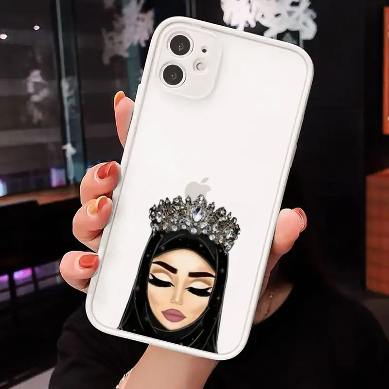 

Muslim Islamic Arab Hijab Face Girl Eyes Phone Cases matte transparent For iphone 7 8 11 12 plus mini x xs xr pro max cover