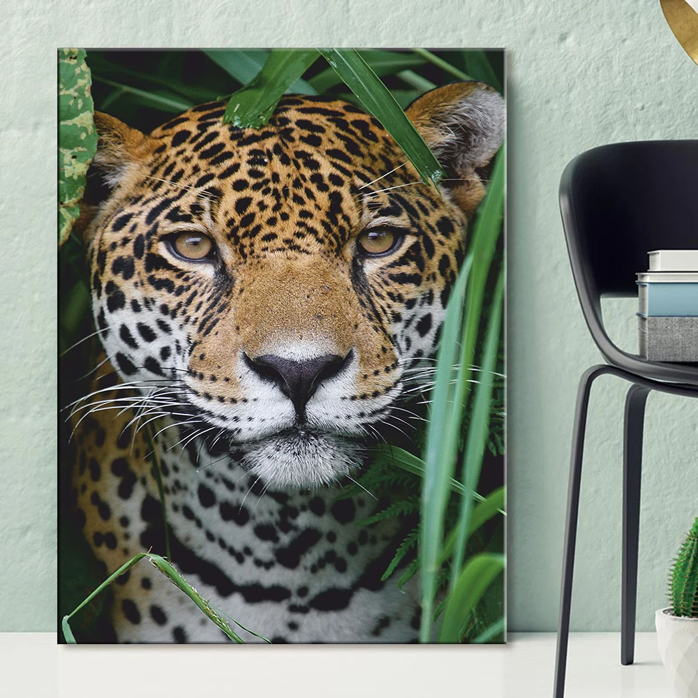 

Animal Abstract Picture Leopard in Jungle Canvas Poster Nordic Print Leopard Wall Art Painting Modern Living Room Home Decor