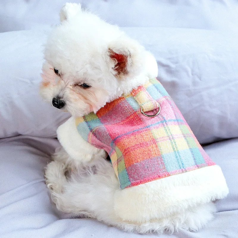 PETCIRCLE одежда для щенков цветная клетчатая стеганая куртка питомцев кошек