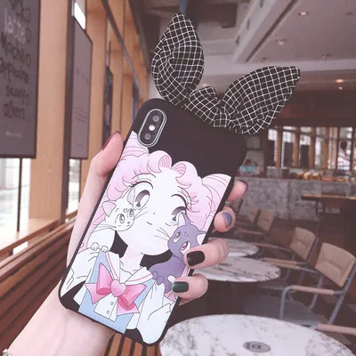 As shown in Чехол для телефона SAM Note 10 с милым 3D рисунком Сейлор Мун для samsung Note8/9/S10/S9 plus/S8/S7 Edge с кроличьими ушками - Цвет: As shown in