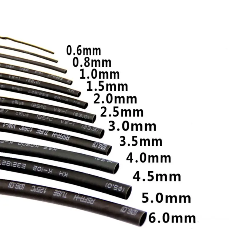 Черная термоусадочная трубка Изоляционная оболочка для проводов электрика с