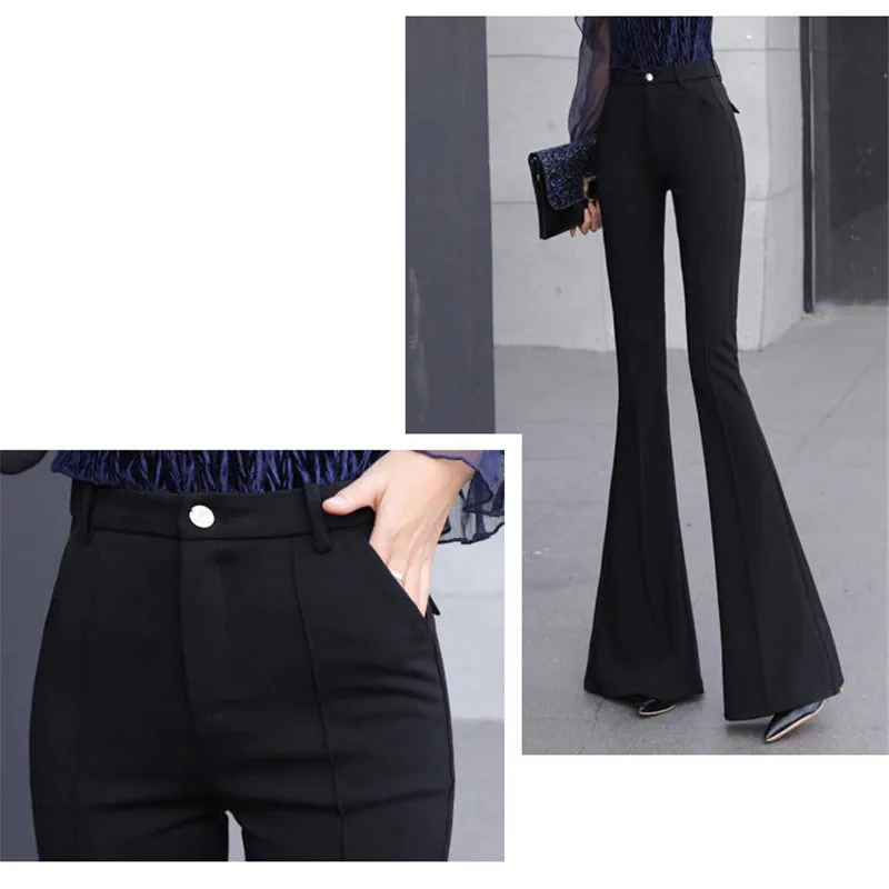 Мама повседневные Черные длинные широкие брюки женские весенние с высокой