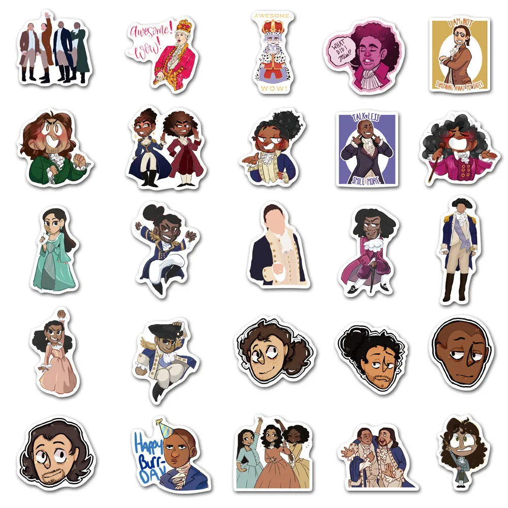 

10/50PCS Cool Musical Hamilton Stickers for DIY Motorcycle Luggage Guitar Laptop Waterproof Decal Sticker Classic Toy Graffiti