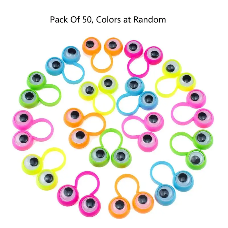 

50Pcs Eye Finger Puppets Googly Eyes Rings Eyeball Ring Kit for Kids Party Favor