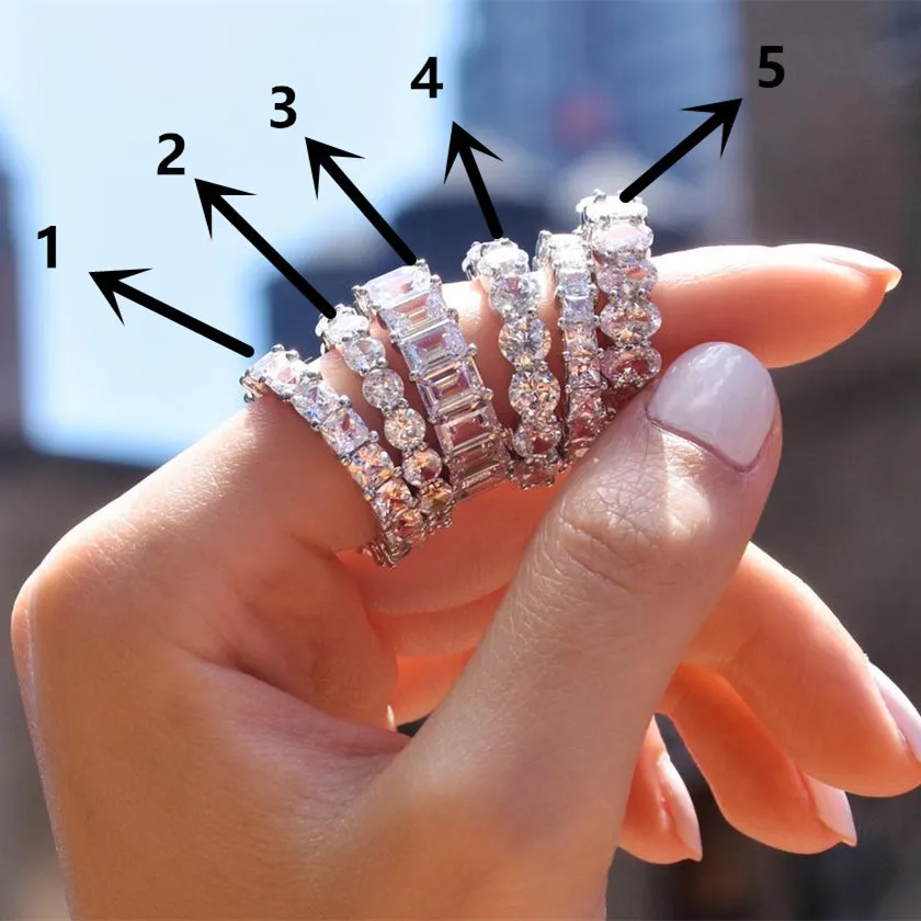 

BAOSHINA 6 Styles Gorgeous AAA Cubic Zirconia Promise Rings for Women Available Noble Wedding Jewelry Ring for Girl Fine Ring