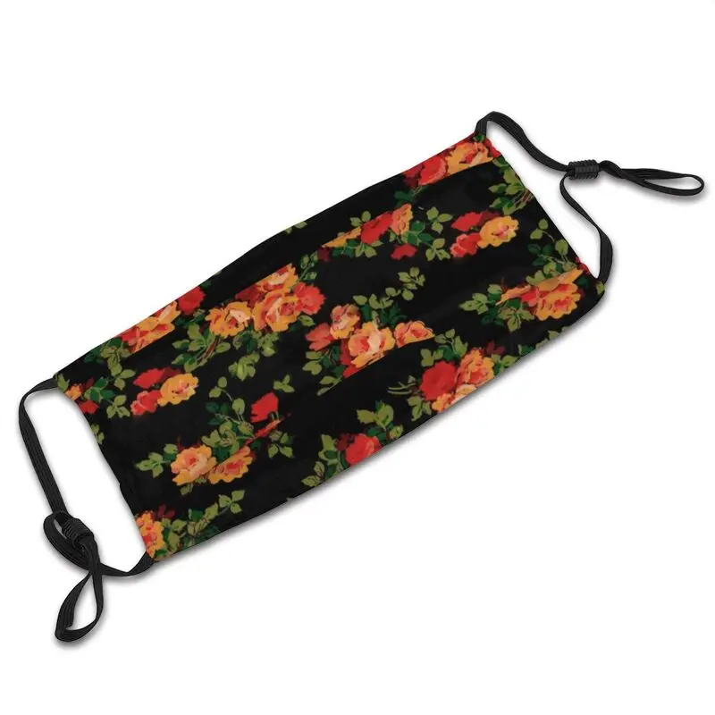 

Rose Washable Men Mouth Face Mask Floral Pattern Anti Haze Dustproof Protection Cover Respirator Mouth-Muffle Mask with Filters