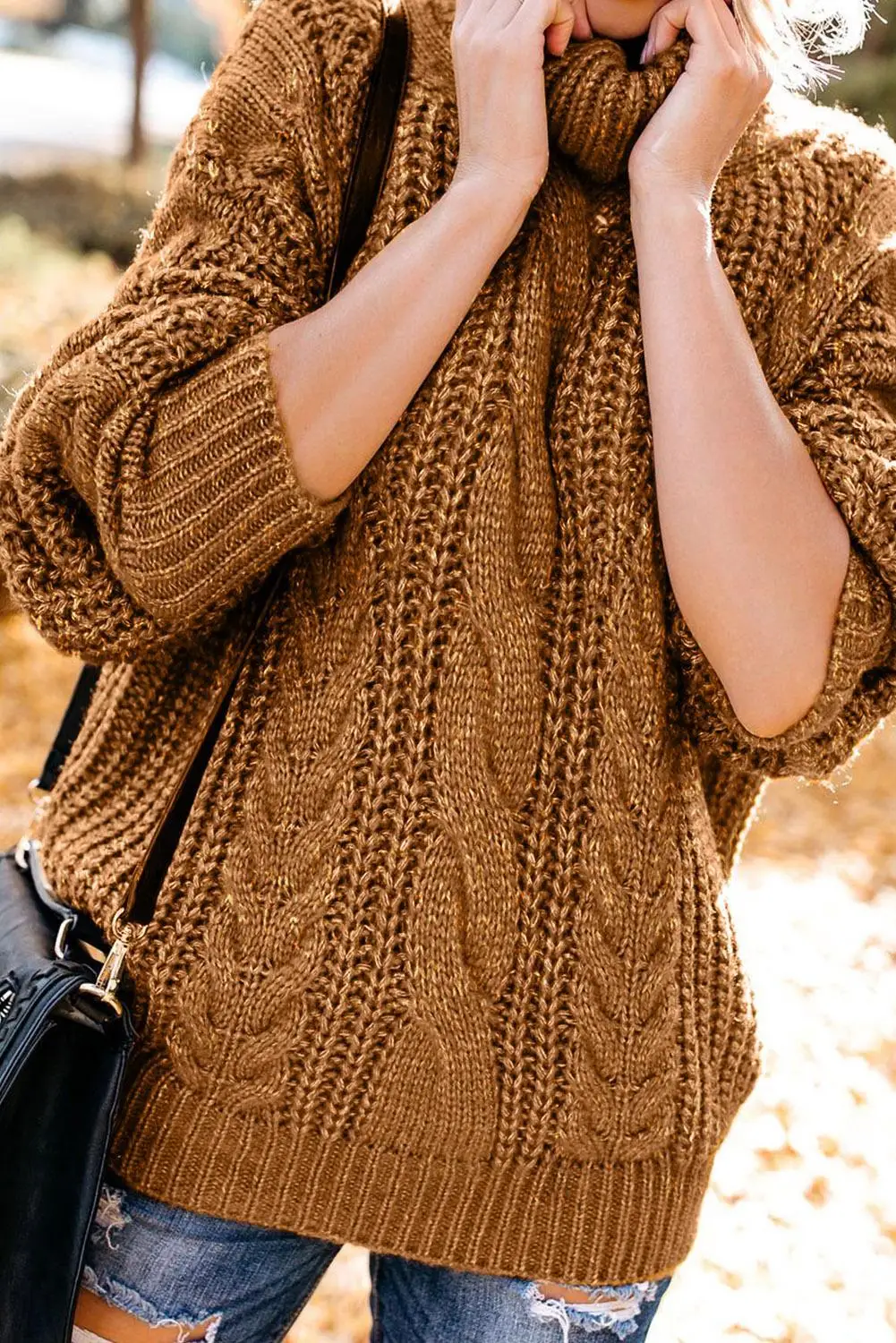 Женский трикотажный свитер-водолазка с длинным рукавом | Женская одежда