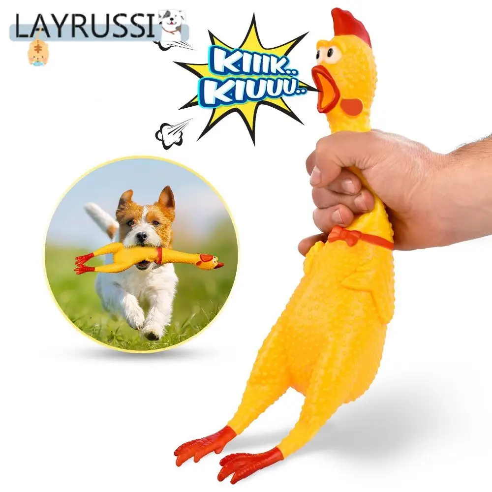 

LAYRUSSI 2021 Hot Sell Screaming Chicken Pets Dog Toys Squeeze Squeaky Sound Funny Toy Safety Rubber For Dogs Molar Chew Toys