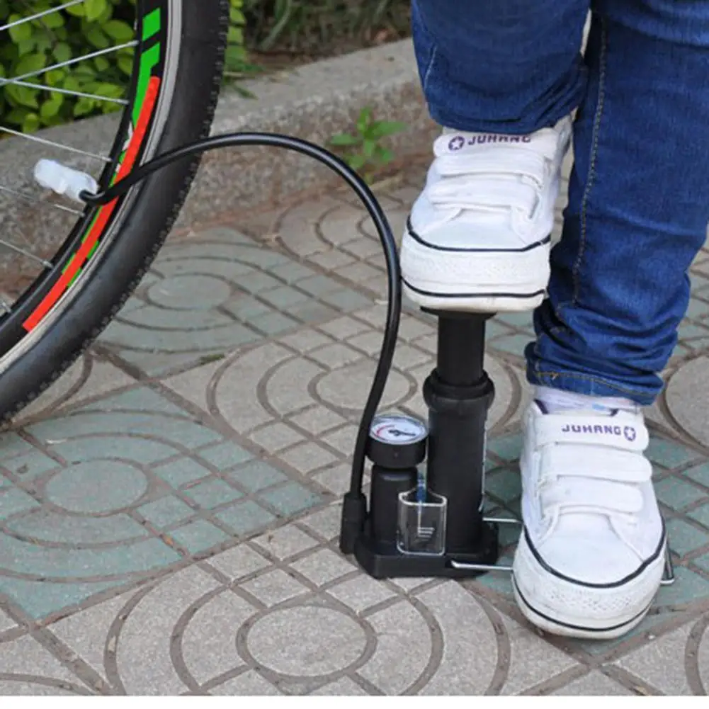 Ножной активированный велосипедный напольный насос с манометром двойной