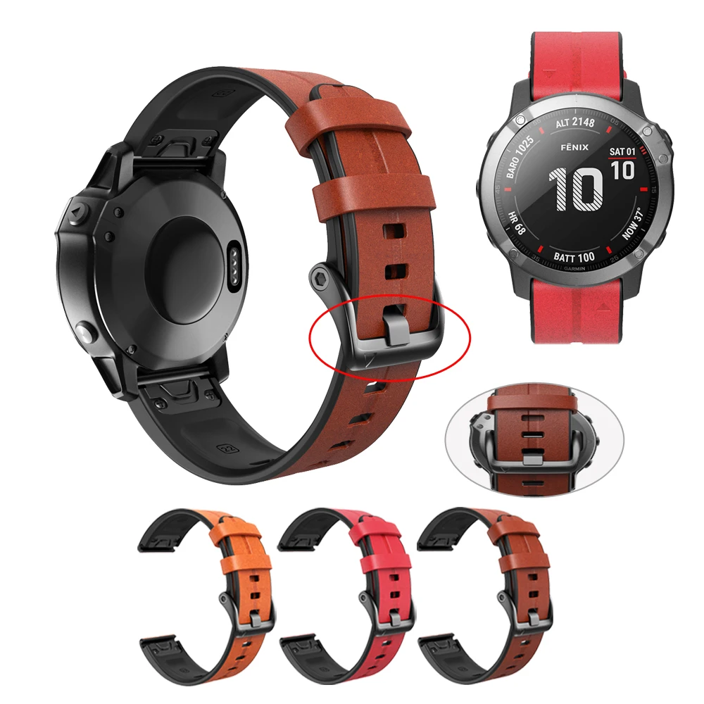 

Ремешок кожаный для наручных часов Garmin Fenix 6 6X Pro 5 5X Plus 3HR 935 S60 MK1, 26 дюймов 22 мм