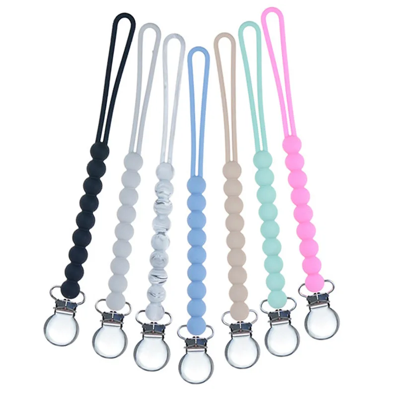 Chenkai-Pinzas redondas de silicona para chupete, cadena sin BPA, DIY, mordedor para beb&eacute;, chupete de lactancia, joyer&iacute;a sensorial, juguetes, 5 uds.-0