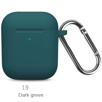19 Dark green Жидкие силиконовые наушники корпус для AirPods анти-грязь APPLE airpods чехол розовый черный темно-синий желтый красный - Цвет: 19 Dark green