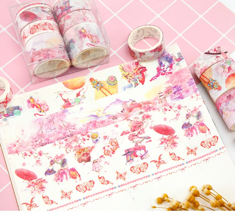 8 шт. милые украшения прозрачные Васи клейкие Ленты Kawaii скрапбукинга DIY Планетарная маскирующая лента школьные канцелярские принадлежности учебная поддержка пули журнал