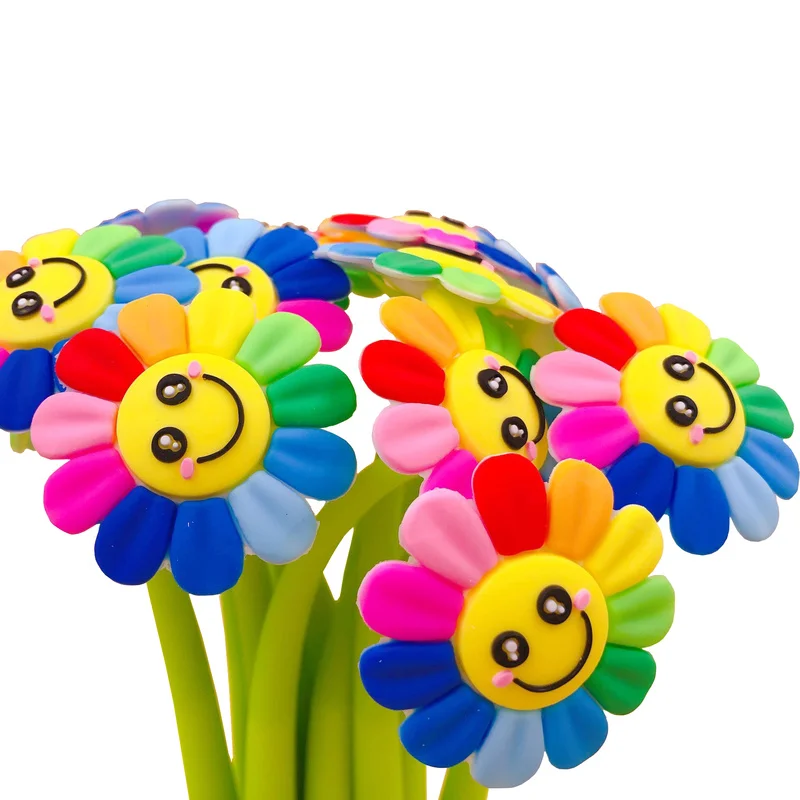 1 шт. Корейская силиконовая гелевая ручка Новинка милая красочная цветочная