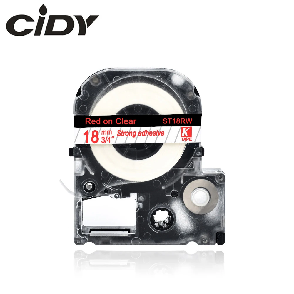 

6 мм красный на прозрачном ST6RW LC-2TRW клейкая лента Этикетка Лента для kingjim/epson производитель этикеток LW300 LW400 LW-600P