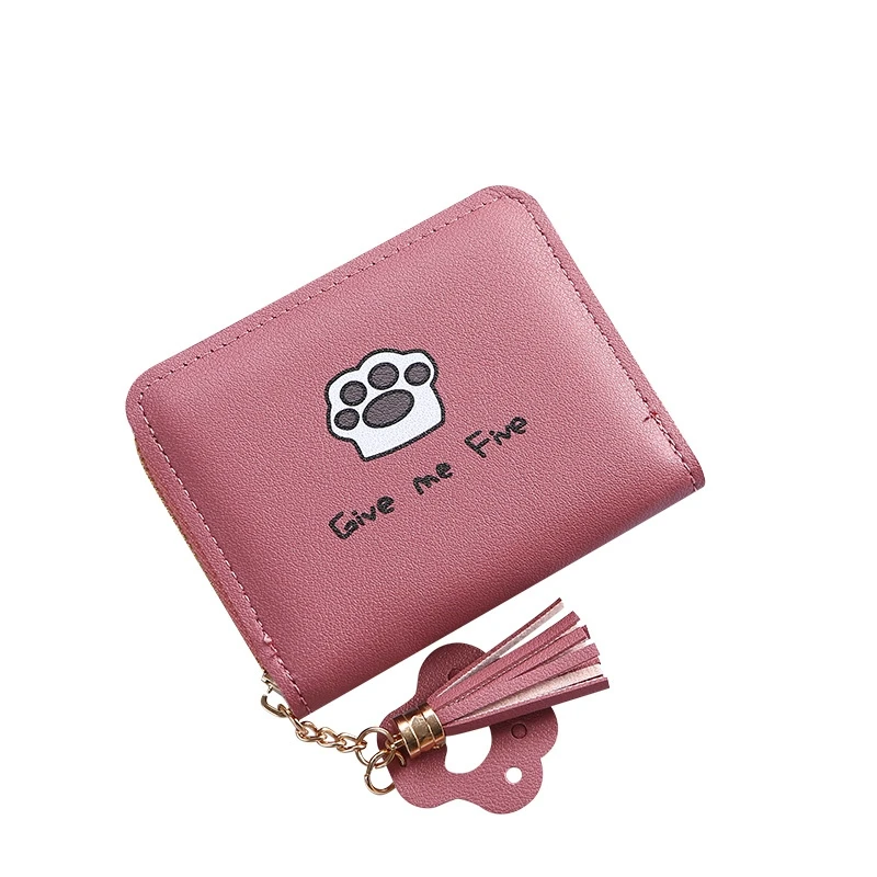 Кошелек женский с кисточками короткий бумажник большой вместимости на молнии