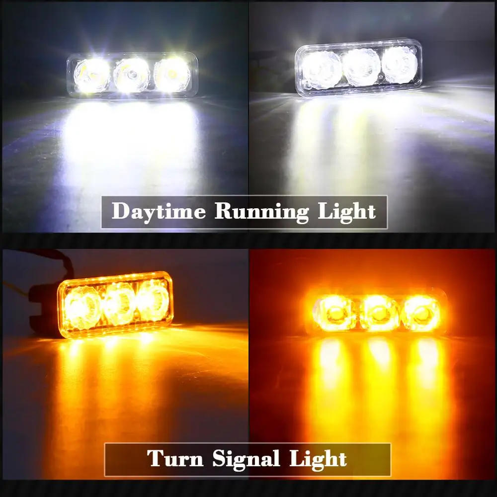

Magic ColorM High Power 2PCS 6LED 9W Universal Car Light Source Waterproof DC12V DRL Daytime Running Light White Amber Auto Lamp