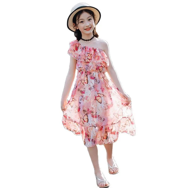 Детские летние богемные платья для девочек шифоновое пляжное платье в стиле бохо