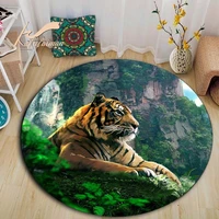 round rug tiger throne area atheist carpet bath mat black mat living room home decoration
