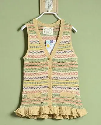 Вязаный крючком свитер жилет в полоску кардиган стиле мори для девушек топы