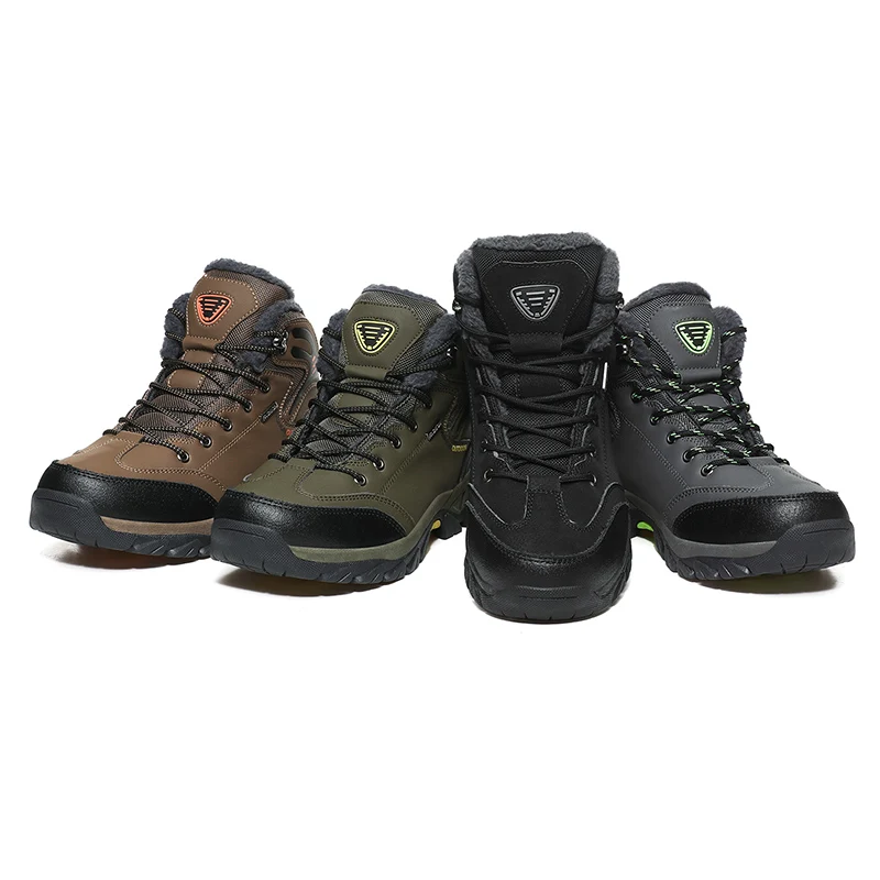 Brand Winter Men's Boots Warm Snow High Quality Leather Waterproof Men Sneakers Outdoor Hiking Work Shoes | Обувь