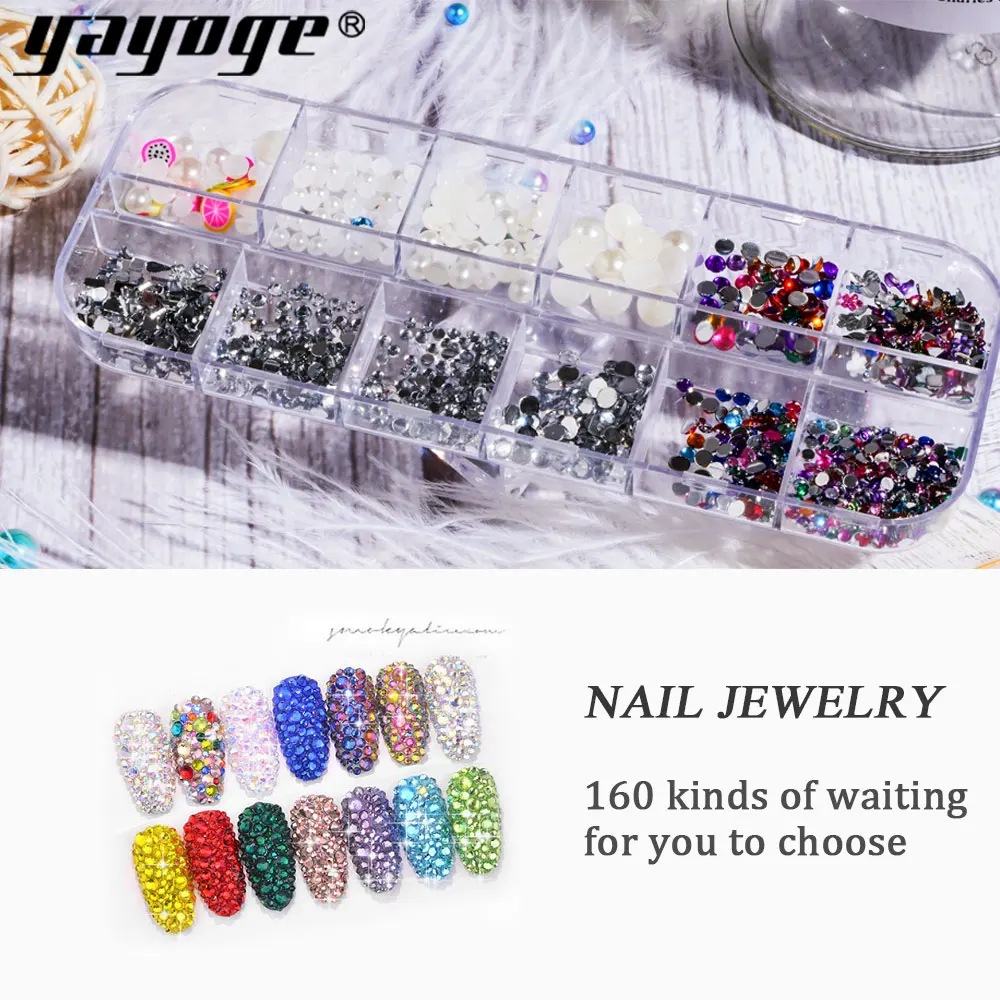 

New Crystals Circle Beads Nail Art Tips Rhinestones Glitters Acrylic UV Gel Gems Decoration Decals Beauty Elements Nail Supplies