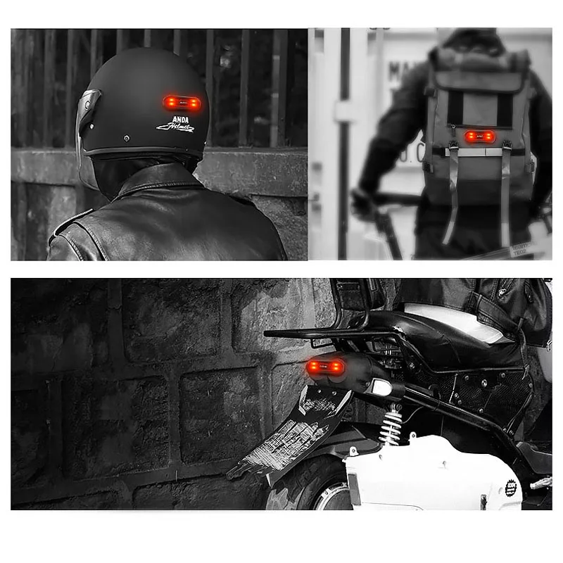 

GPCROSS Motorcycle Helmet Night Safety Signal Warning Light Bike LED Light Rear Tail Lamp Taillight Rechargeable Waterproof LED