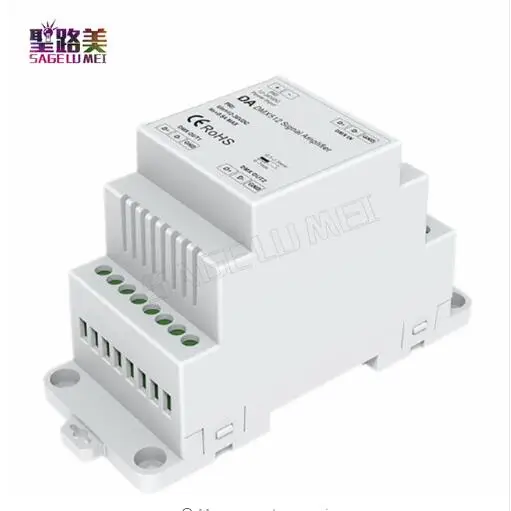 

DIN Rail DMX 512 Signal Amplifier DC5V 12V 24V input DMX Amplifier 1CH input 2CH output for led strip light DMX signal extender