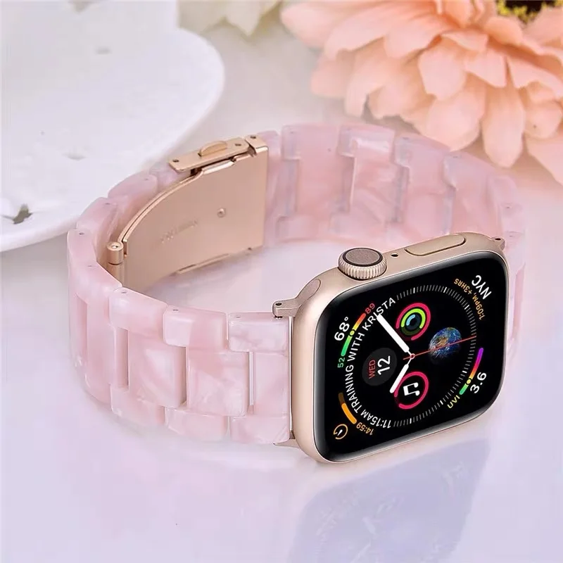 

New Lightweight Resin Bracelet Strap for Apple Watch Band 6 5 4 40mm 44mm Colorful Wristband for iWatch 3 2 1 38mm 42mm Loop