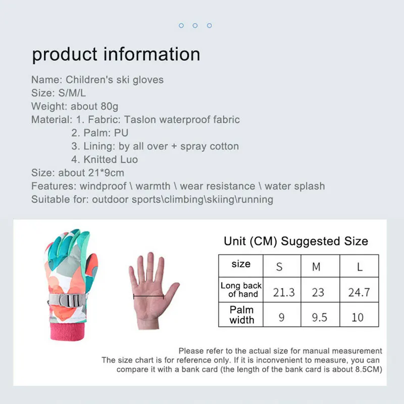 

Printing Winter Keep Warm Snowboarding Ski Gloves Men Women Kids Snow Mittens Waterproof Skiing Breathable Air S/M/L