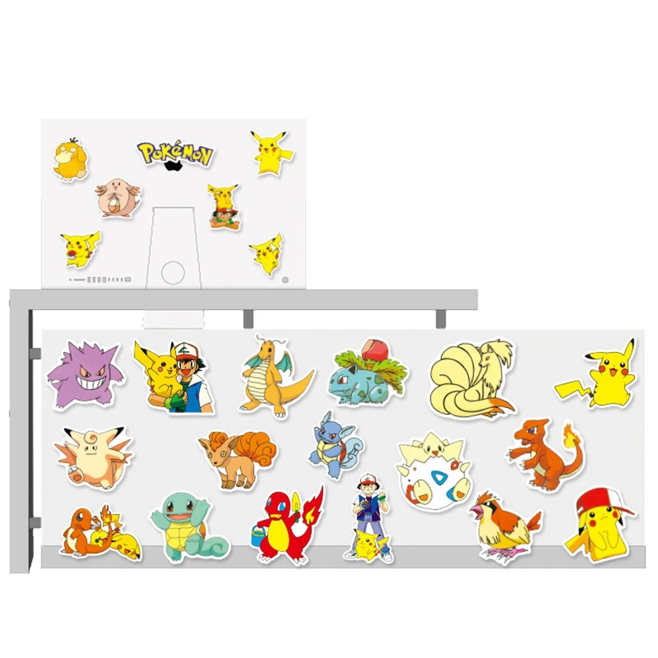 50PCS Anime Pokemon Stickers Pikachu Kawaii Waterproof Skateboard Guitar Laptop Travel Luggage Cartoons Sticker Girl Kids Toys - купить по