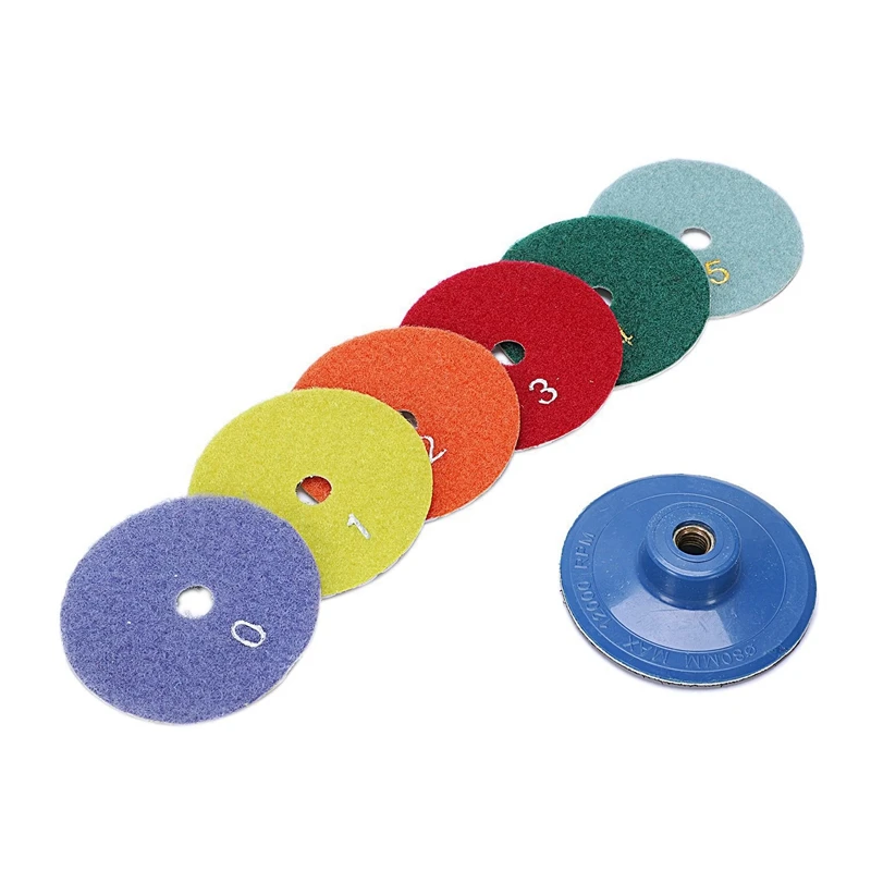 

6 Pieces+3 Inch Premium Qulity Diamond Round Flexible Dry Polishing Pad Grinding Disc with 6 Pcs 4 Inch /100 mm Grit