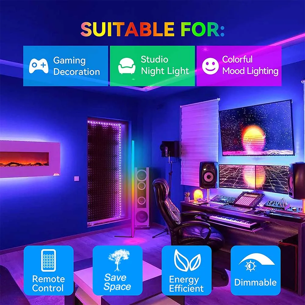 Светодиодная Напольная Лампа комнатный RGB светильник для спальни с абажуром