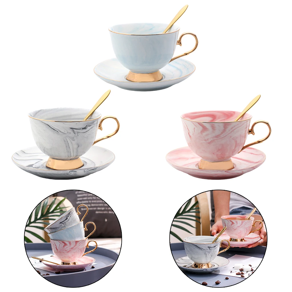 

Euro Style Coffee Cup and Saucer Tea Cup with Spoon Cafe Kitchen Tabletop