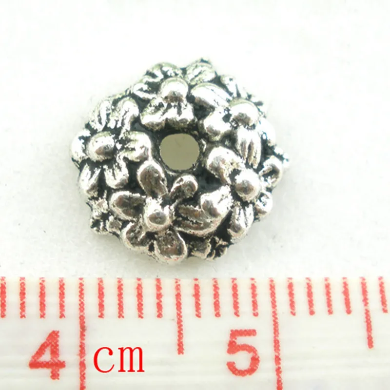 Бусины DoreenBeads из цинкового сплава колпачки цветок античный серебряный цвет для