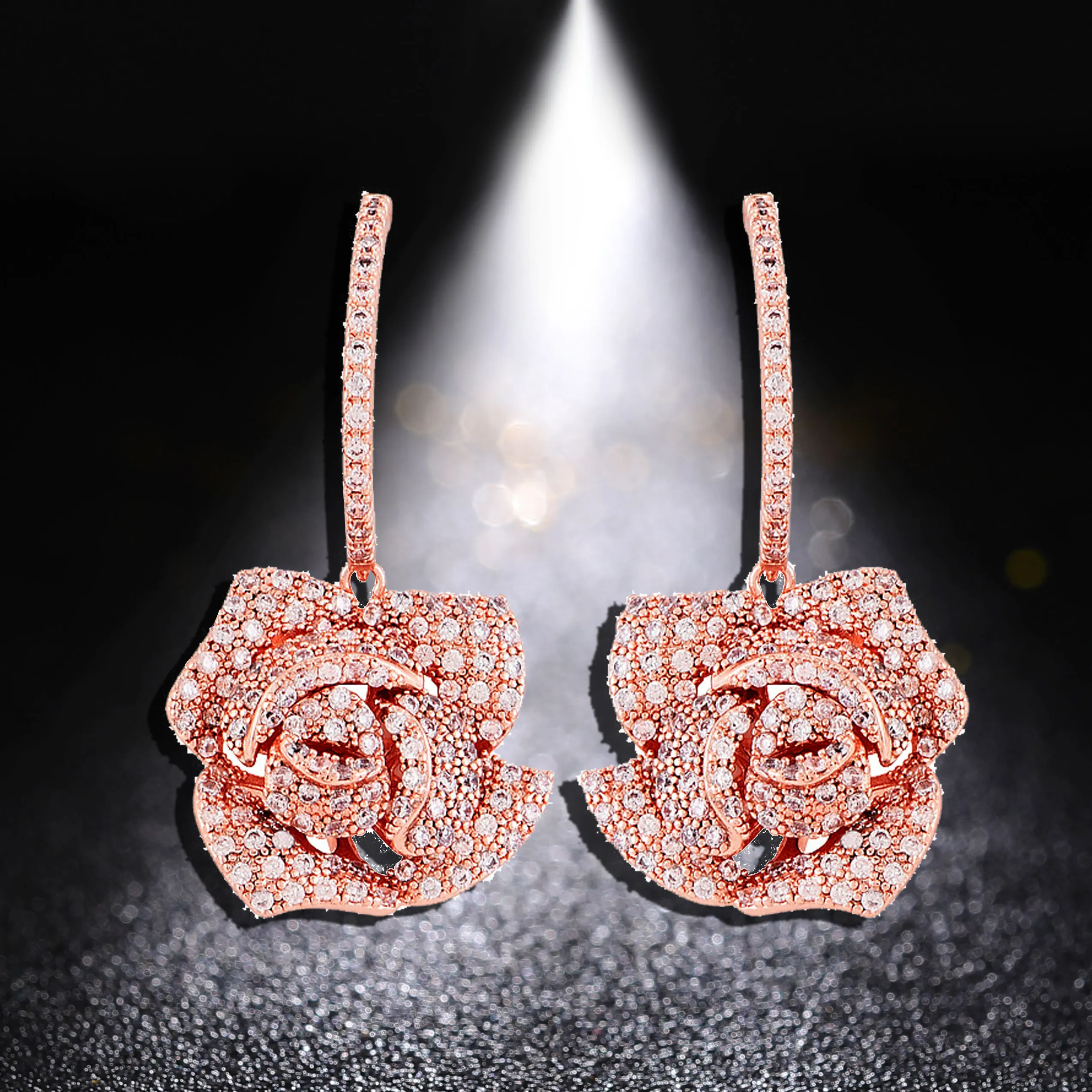 

Rose Flower Earrings Fine Jwelery Luxury Silver Needle Wholesale Hot Sale Fashion Earrings for Women Gift AAA Zircon Top Quaity