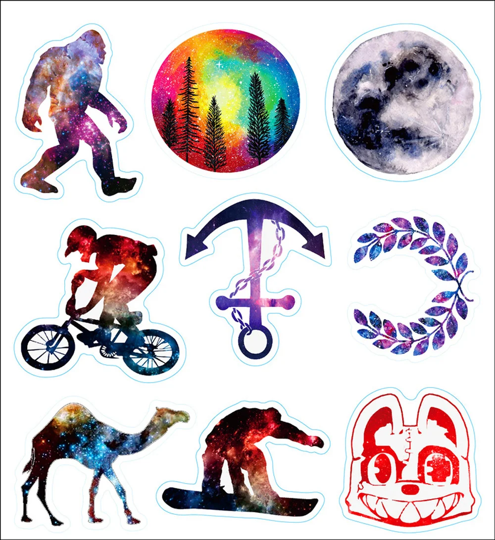 

100PCS Starry Sky Galaxy Stickers Waterproof Cartoon Children's Toy Mixed Constellations Sticker Scooter Bike Phone Notebook